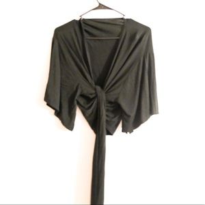 Black tie crop top shirt